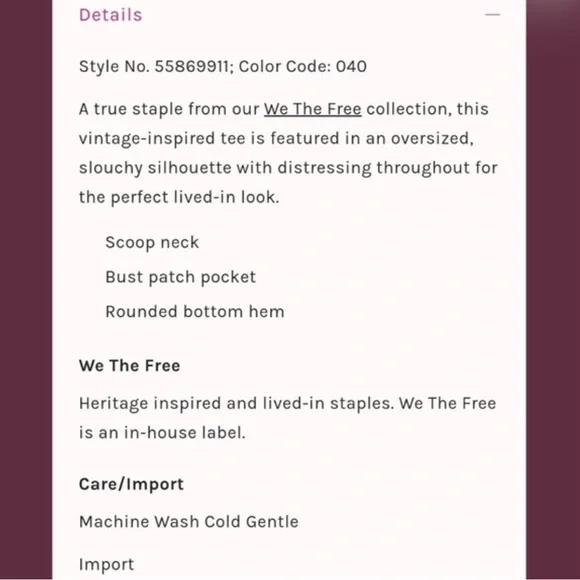 EUC We the Free Rubi Oversized Blue Distressed Tee Sz Large - Picture 9 of 9